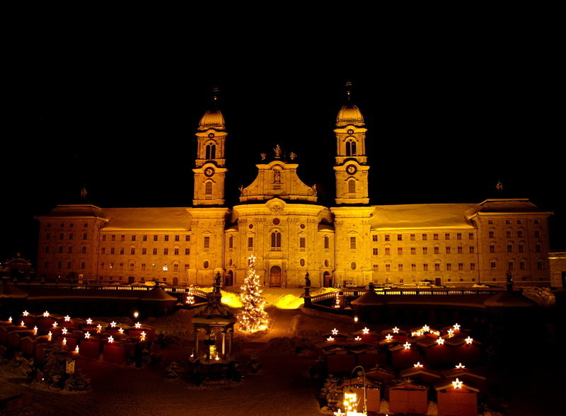 2K, architecture, Monastery, einsiedeln monastery, building, Einsiedeln, outdoors, sky, history, city, built structure, market, religion, tourism, place of worship