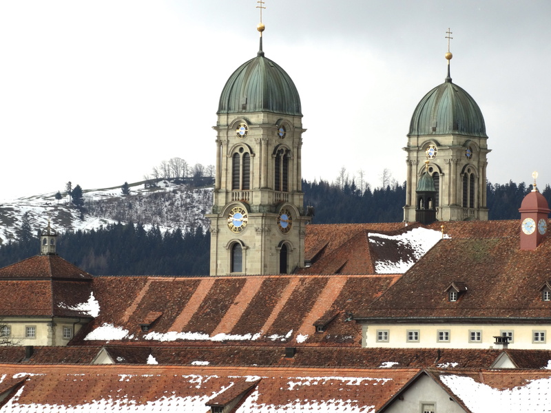nature, architecture, Einsiedeln, building exterior, cold temperature, religion, spirituality, place of worship, history, sky, built structure, 5K, spire