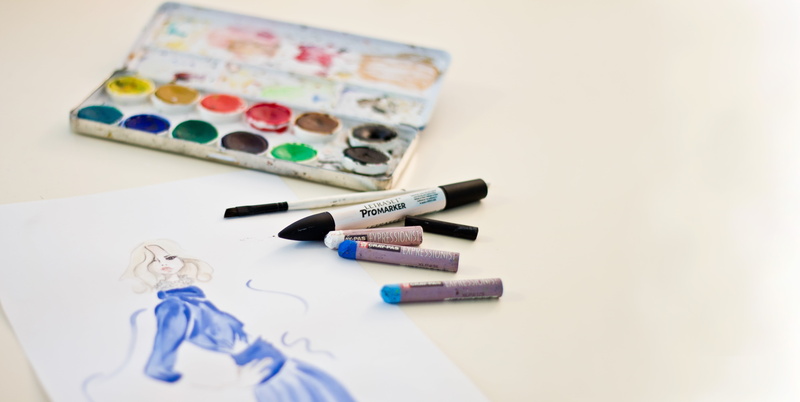 writing instrument, high angle view, brush, palette, drawing, no people, medium group of objects, paint, indoors, art and craft, painting, table, studio shot