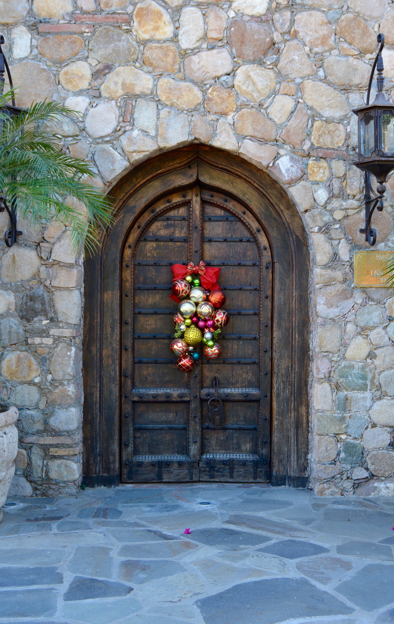 building Exterior, outdoors, wreath, no people, stone Material, plant, Door, nature, input, colonial, wall, europe, building, Boutique Hotel, Mexico, day