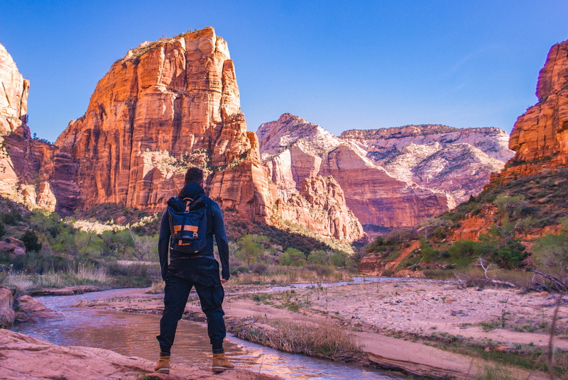 rock formation, rocks, trekking, travel destinations, wild, non-urban scene, national park, formation, lifestyles, backpacking, angels landing, outdoors