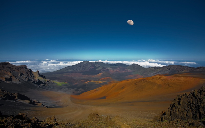 moon, sky, soil, 1080P, space, brown, background, clouds