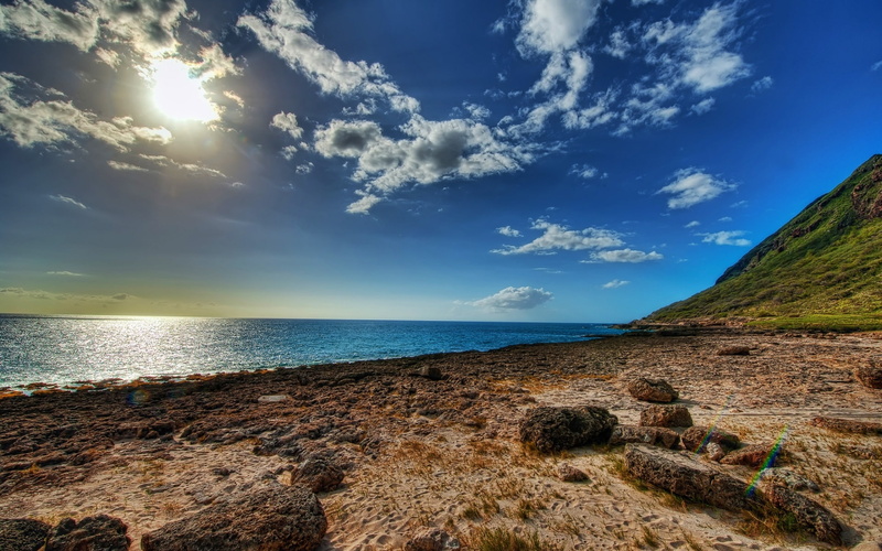 coast, ocean, hd, 1080P, nature, sunlight, brown, clouds, soil