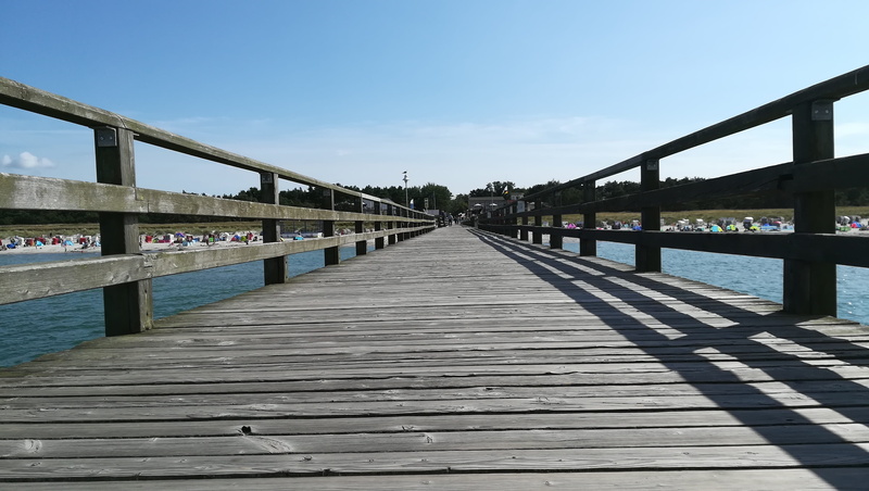 coast, direction, built structure, 4K, baltic sea, baltic sea bridge, long, wood - material, prerow, building exterior, away, bridge - man made structure