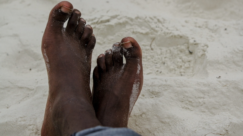 human foot, beach, human limb, day, sand, one person, barefoot, close-up, africa, water, body part, outdoors, nature, black, kenya, low section, 4K, man