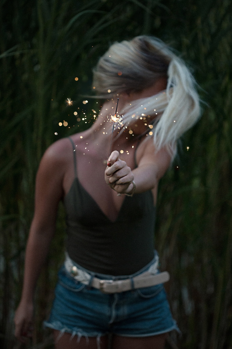 leaves, nature, celebrate, daytime, lady, real people, out, girl, holding, young women, tree, field, sparkler, spooky, black, blue, three quarter length