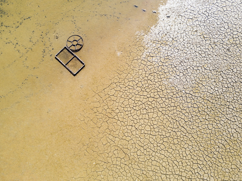 pattern, pollution, sign, textured, no people, desert, yellow, close-up, environment, damaged, day, nature, cracked, sand, environmental issues, land, metal