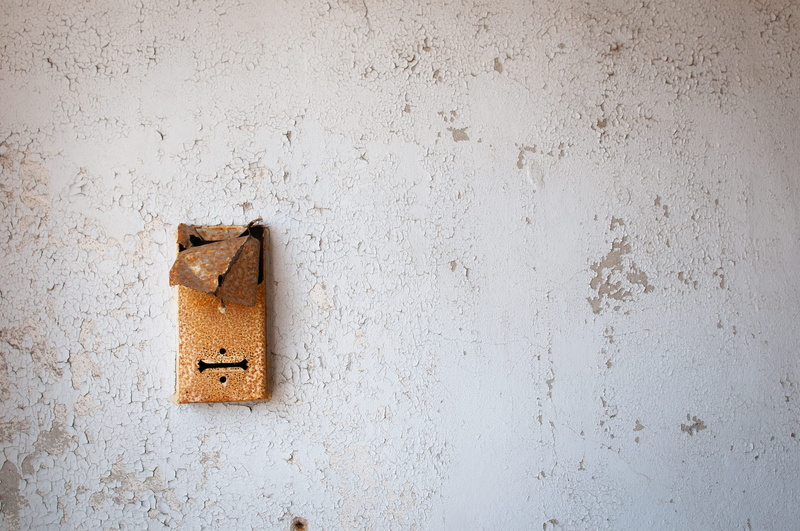 texture, paint, electricity, power supply, metal, white color, concrete, broken, old, crackle, urban, modern design, number, mailbox, building, street