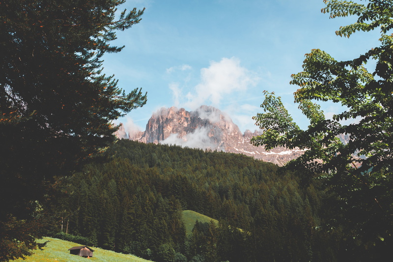 sunlight, non-urban scene, mountain peak, nature, dolomites, scenics - nature, environment, smoke - physical structure, sky, trees, plant
