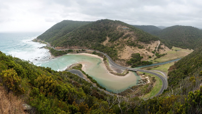 nature, sea, forest, highway, 1080P, mountains, plants, landscape