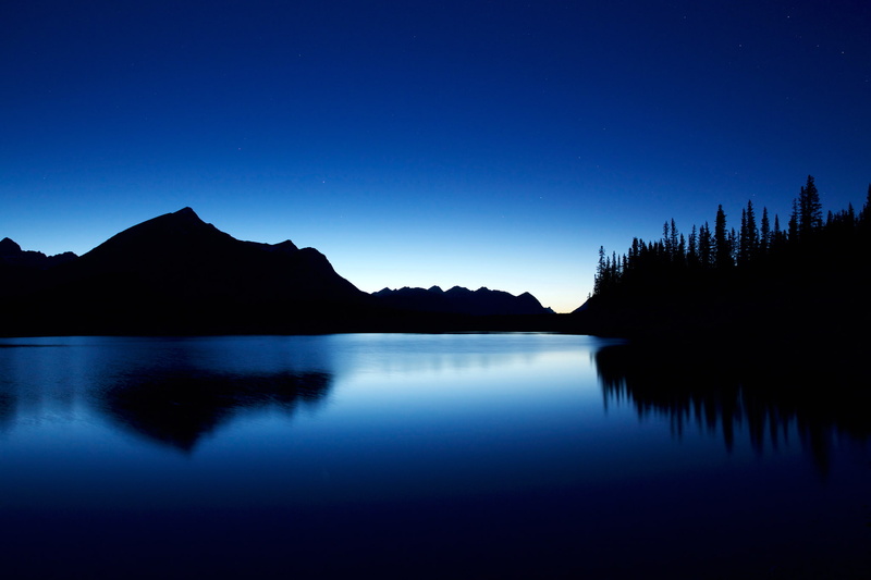lake, Albert, trees, Canada, Kananaskis, mountains, silhouette, 1080P