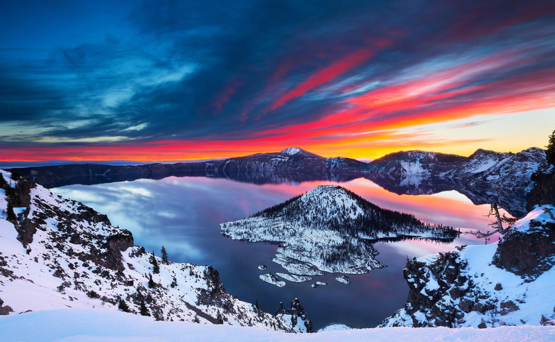scenics - nature, nature, beauty in nature, sky, snow, snowcapped mountain, idyllic, mountain range, non-urban scene, water, winter, Cascade Mountains
