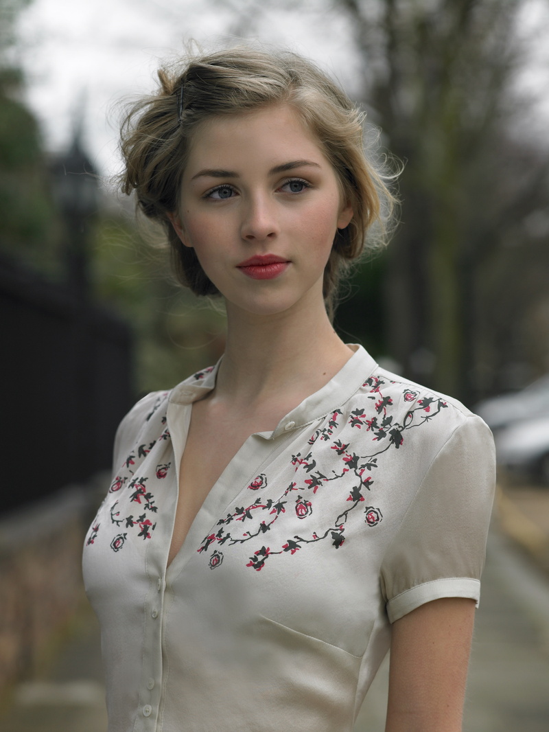 street, Hermione Corfield, women, blonde, portrait, 5K, blue eyes, women outdoors, actress, model, long hair, portrait display, face, blouses
