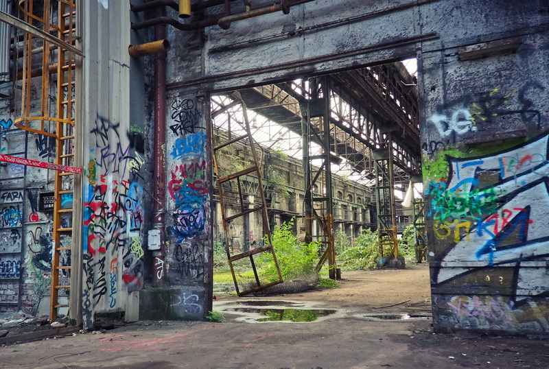 mood, wall - building feature, pforphoto, wall painting, factory, moss, goal, gateway, industrial plant, built structure, industry, building, architectural column