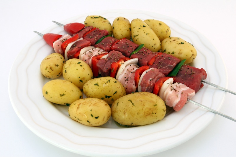 still life, white background, cookery, indoors, spices, skewered, herbs, lamb, barbeque, cooking, no people, colorful, food and drink, wellbeing, spicy