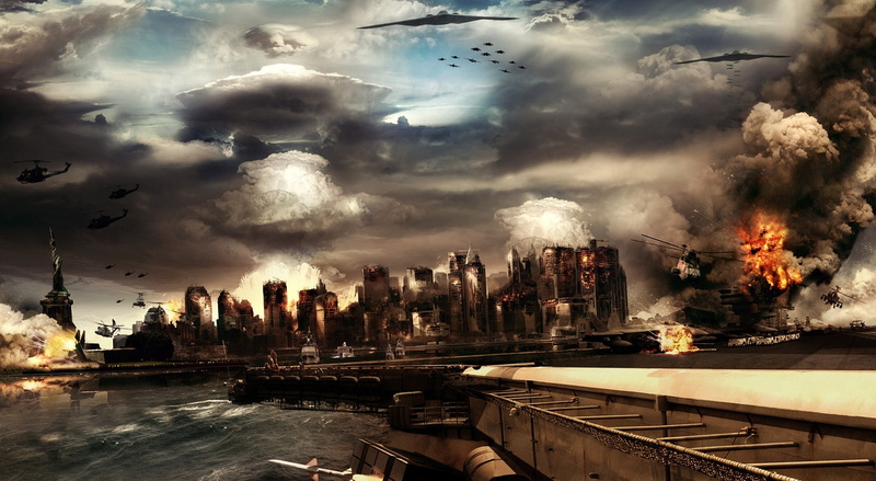 nature, sky, financial district, themed, cityscape, building exterior, transportation, digital painting, urban skyline, 1080P, prototype new york city