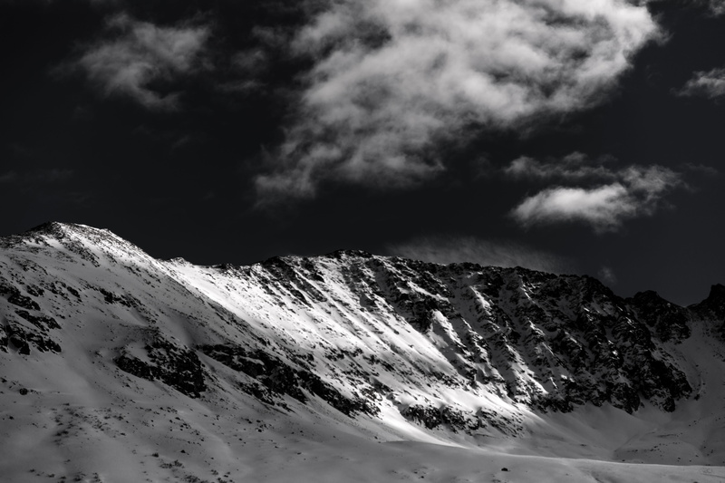 mountain, countryside, day, non-urban scene, grey, snowcapped mountain, sand, ice, shelter, winter, outdoors, landscape, scenics - nature, tranquility
