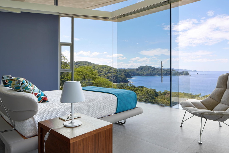 bed, bedroom, interior, lake, 720P, interior design, modern