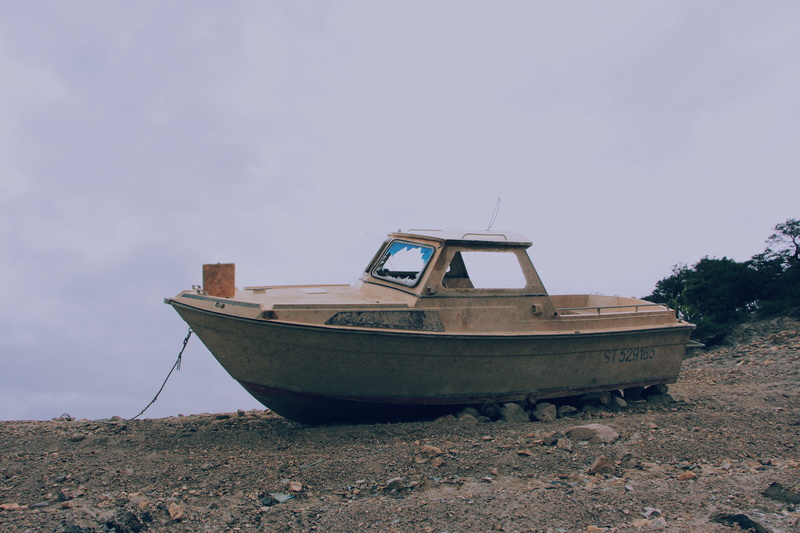 boat, nautical vessel, landscape, transportation, sand, fishing boat, water, deterioration, damaged, sky, rustic, shore, seashore, ocean, day, mode of transportation