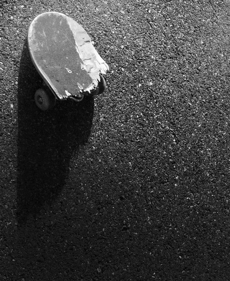 wet, outdoors, damaged, ground, sign, broken, pavement, 1080P, road, concrete, black Color, black And White, shadow, asphalt, high angle view, skateboard