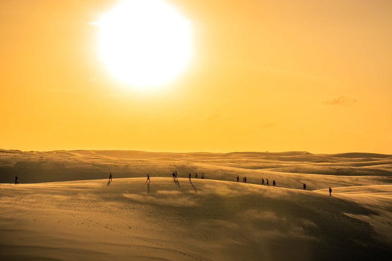 5K, tranquility, idyllic, land, soil, orange color, flare, brazil, winter, sand, red sky, nature, lens flare, lencois maranhenses, rural scene, scenics - nature