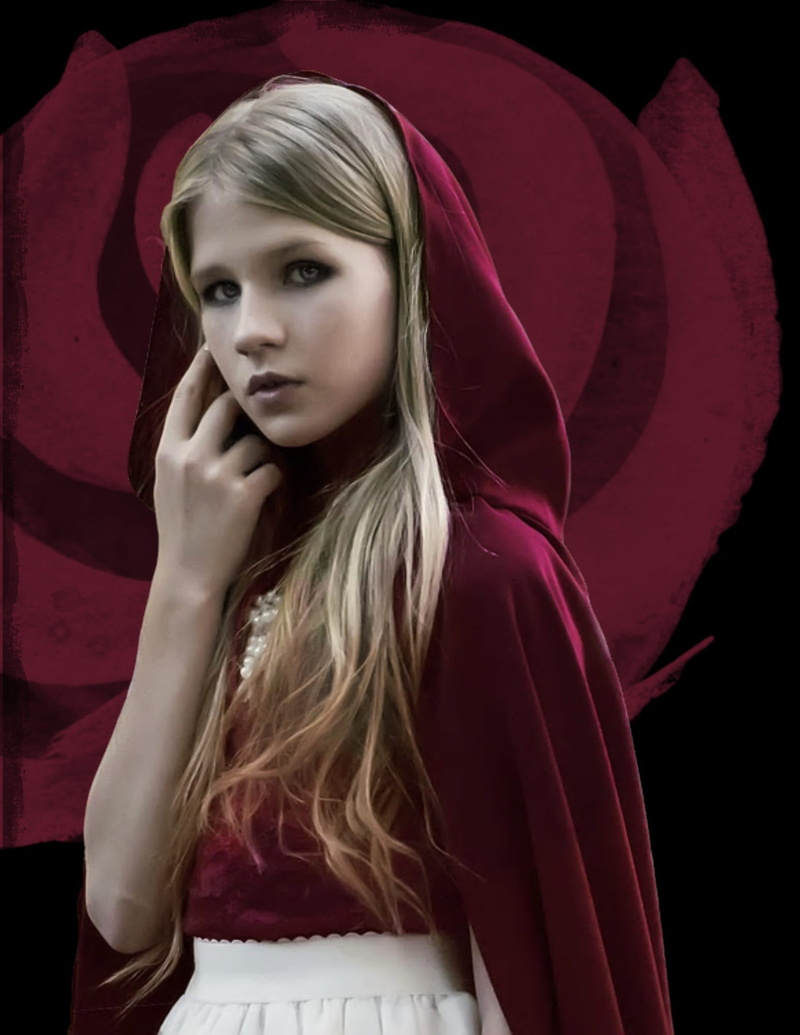 waist up, girls, woman, portrait, pretty, flower, beautiful woman, blonde, look, black background, real people, face, hood - clothing, front view, contemplation