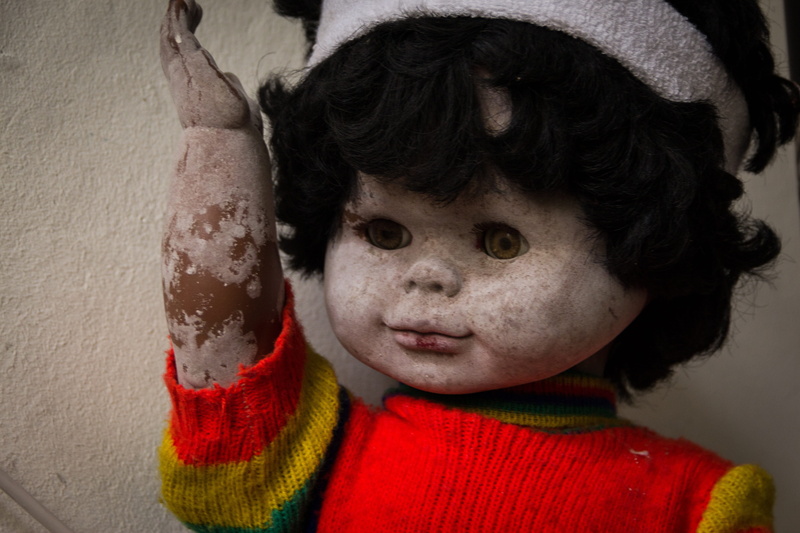 youth, eng, scalp hair, childhood, girls, 5K, face, front view, cute, toys, red, one person, her, youthful, horror, antique, beautiful, warm clothing