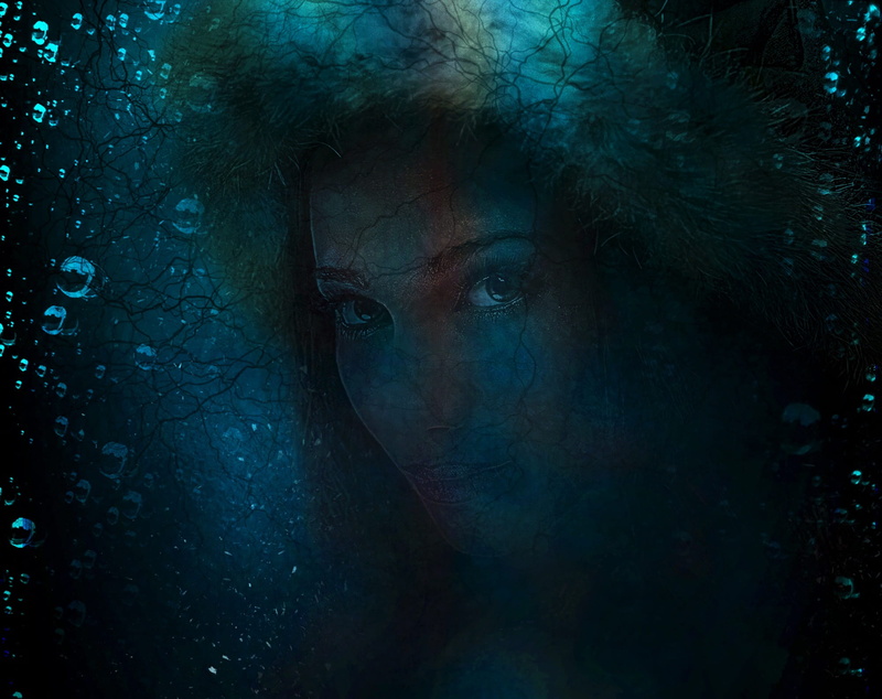 portrait, growth, contemplation, silhouette, creepy, nature, dark, halloween, ghost, fear, human body part, black, painting, outdoors, underwater, forest