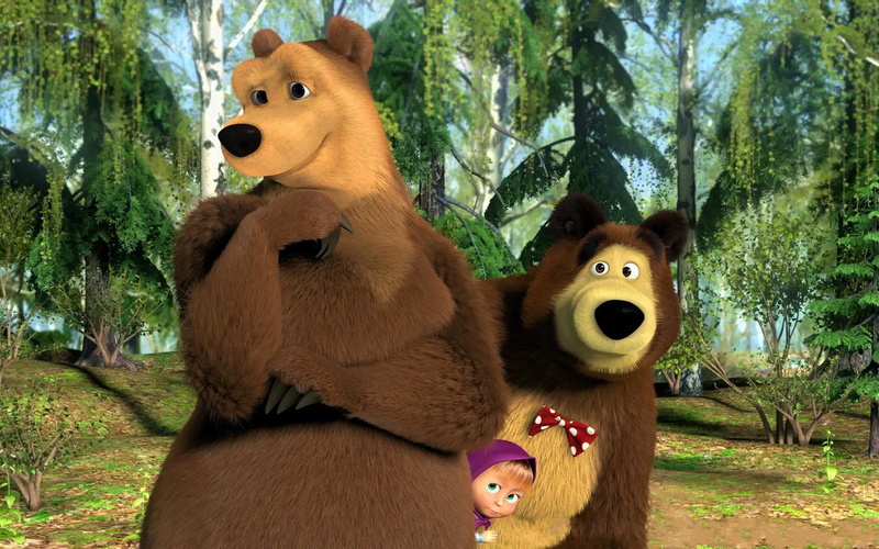 group of animals, outdoors, no people, Masha And The Bear, forest, day, focus on foreground, Movie, animal wildlife, nature, stuffed toy, mammal, animal