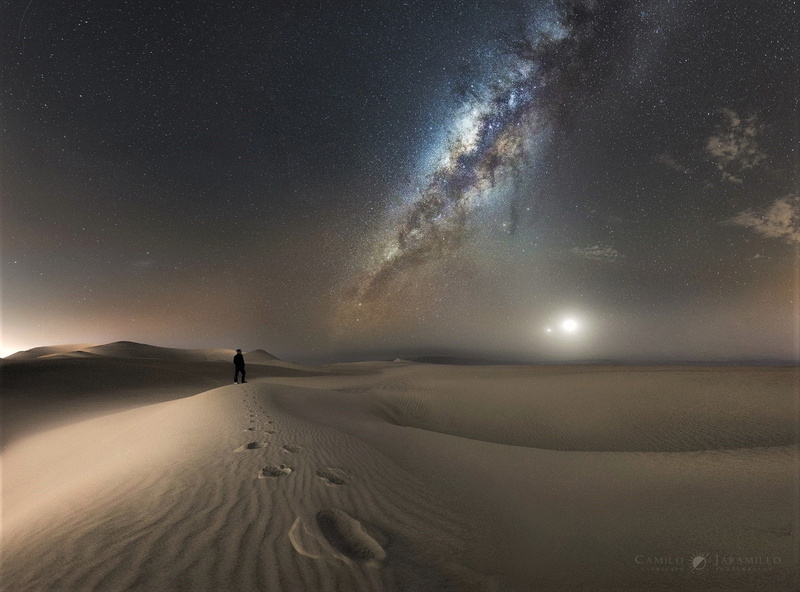 Dune, Starry Sky, Earth, Desert, Stars, Sci Fi, Night, Galaxy, 720P, Milky Way, Footprint