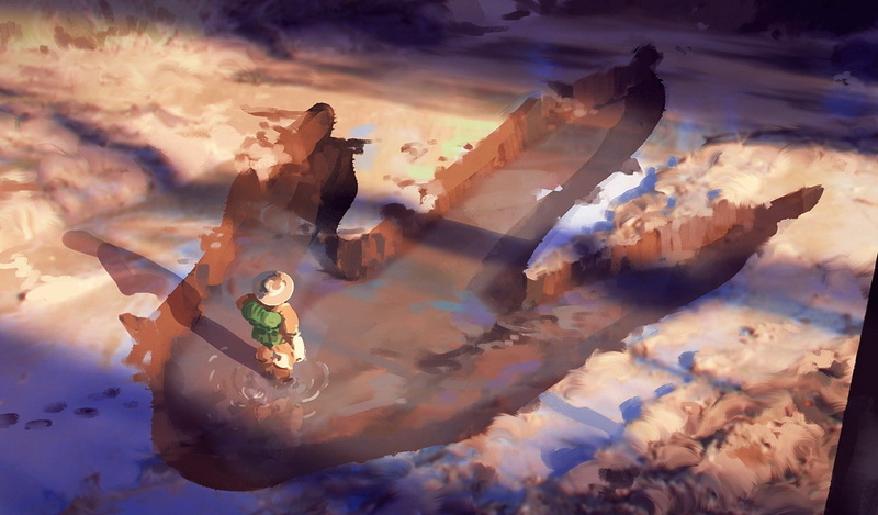 720P, artwork, fantasy art, footprints