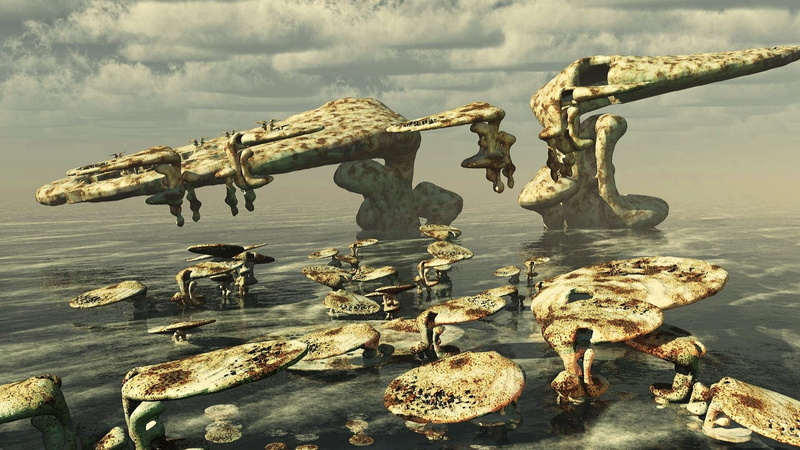 animal skull, sea, driftwood, cloud - sky, nature, beauty in nature, rock, no people, beach, water, sky, land, fantasy art, tranquil scene, reflection