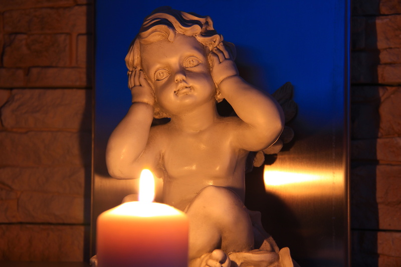 nature, trilogy, sculpture, architecture, hear no evil, statue, burning, angel, belief, focus on foreground, indoors, candle, innocence, 5K, no people