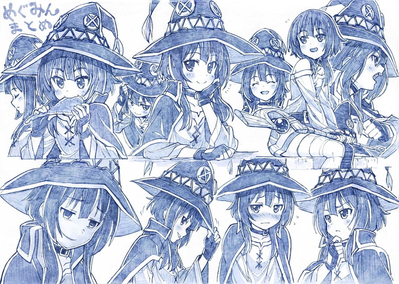 large group of objects, emotion, white color, Anime, art and craft, outdoors, KonoSuba – God’s blessing on this wonderful world!!, aggression, Megumin (KonoSuba)