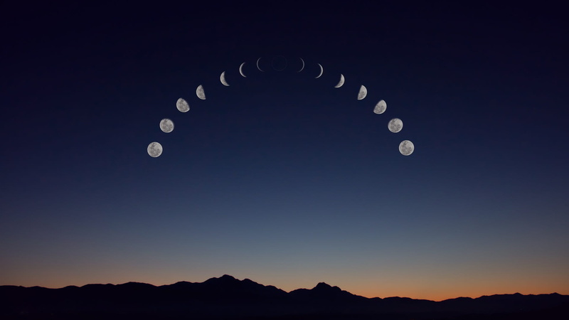 full moon, blue, photography, landscape, eclipse, air, no people, mountain, copy space, clear sky, silhouette, space, moonlight, desktop, crescent, moon