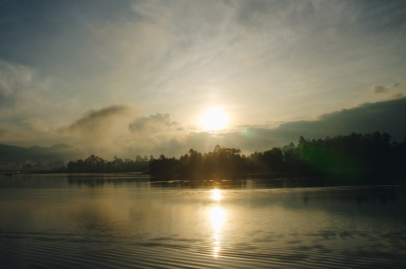 water, light, sunlight, ripple, nature, tranquil scene, situ cileunca, plant, outdoors, bandung, indonesia, red sky, tranquility, dusk, flare, tree, landscape