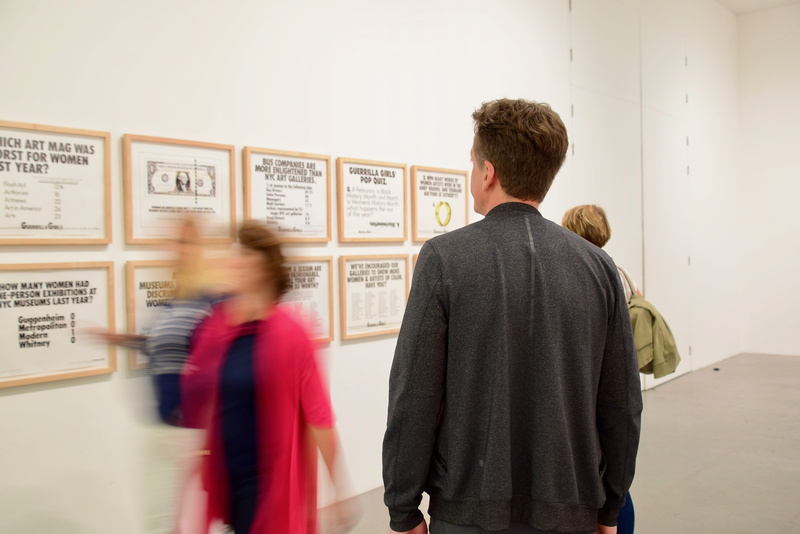 men, framed artwork, looking, on the move, women, indoors, standing, london, art, exhibition, museum, tate modern, young adult, white walls, visitors, real people