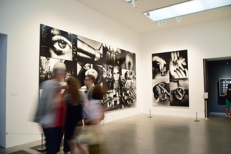 artwork, indoors, real people, females, adult, retail display, people, canvases, blurred motion, lifestyles, human representation, canvas, shopping, art gallery