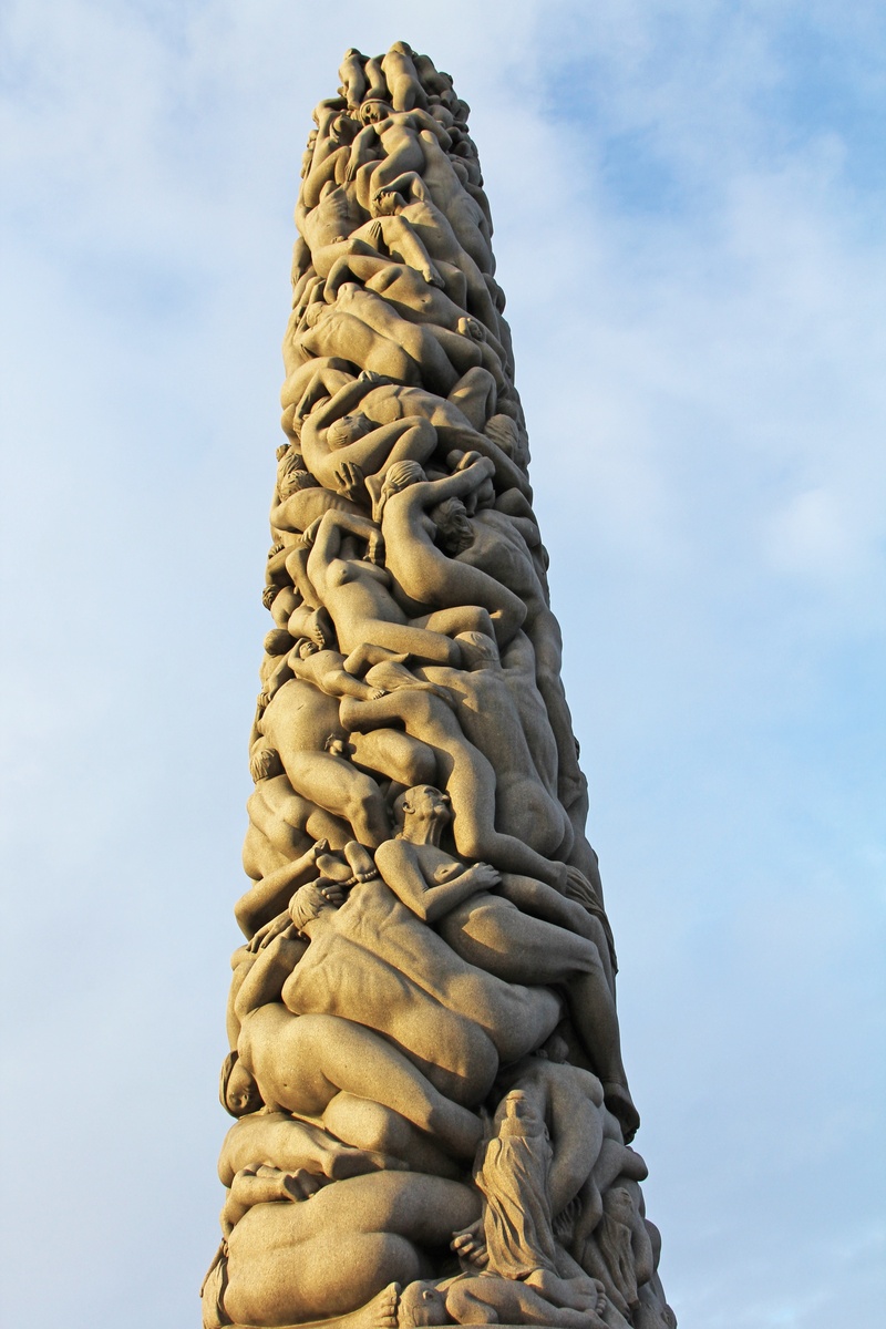 europe, ornate, statue, no people, built structure, outdoor, oslo, city, carving, 2K, winter, scandinavia, cloud - sky, nordic, art and craft, low angle view