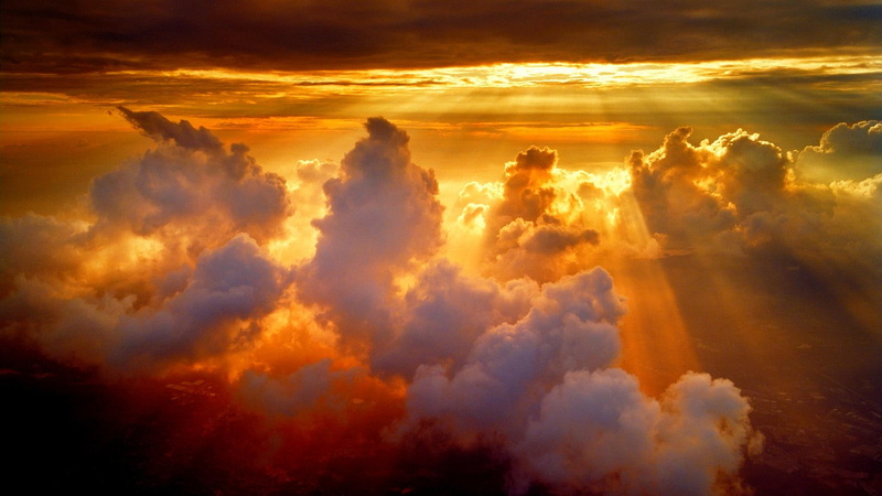 clouds, 1080P, beams, nature and landscapes, golden