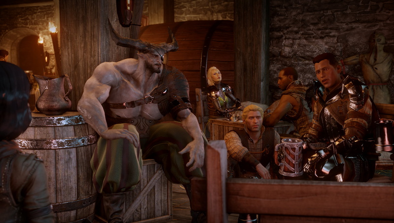 1080P, Iron Bull, PC gaming, Dragon Age, The Chargers, Dragon Age Inquisition, orange, video games, drinking