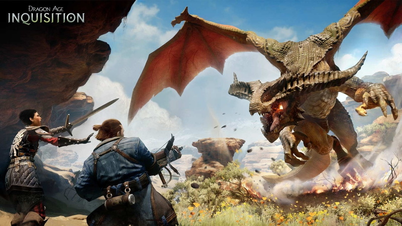 animal wildlife, game, men, Dragon Age: Inquisition, 1080P, Dragon Age, group of animals, outdoors, solid, dragon, animals in the wild, group of people