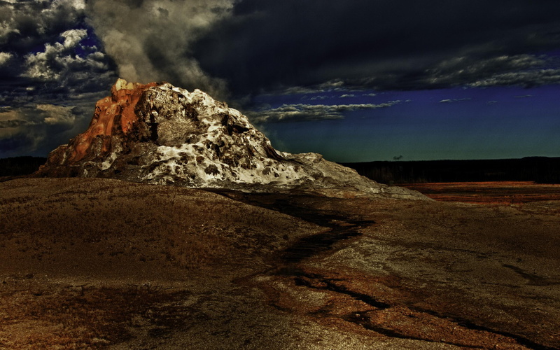steam, white, yellowstone, 3d and abstract, dlbdata, geyser, grey, 2K, spring, yellowstone national park, dome, volcano