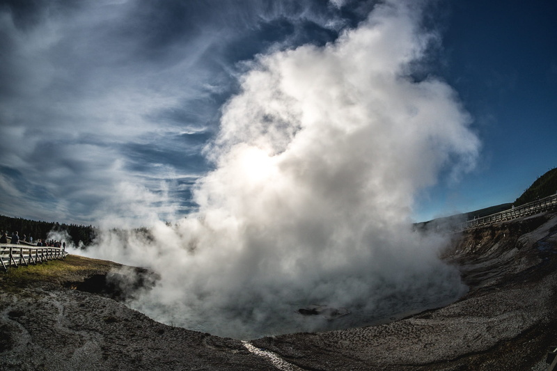 landscape, 1080P, environment, yellowstone national park, volcano, heat - temperature, fisheye, mountain, power, dramatic landscape, erupting, sulfur