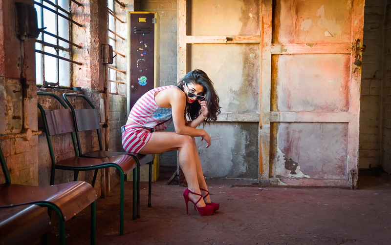 beautiful woman, day, indoors, seat, technology, camera, women, photographing, young adult, leisure activity, real people, high heels, photography themes