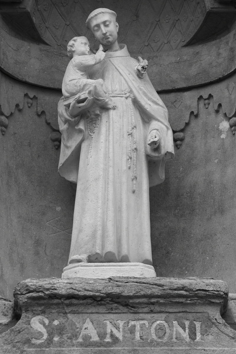 black And White, architecture, visual Art, place of worship, religion, 4K, saint anthony, sculpture, catholic, craft, carving - craft product, day, creativity