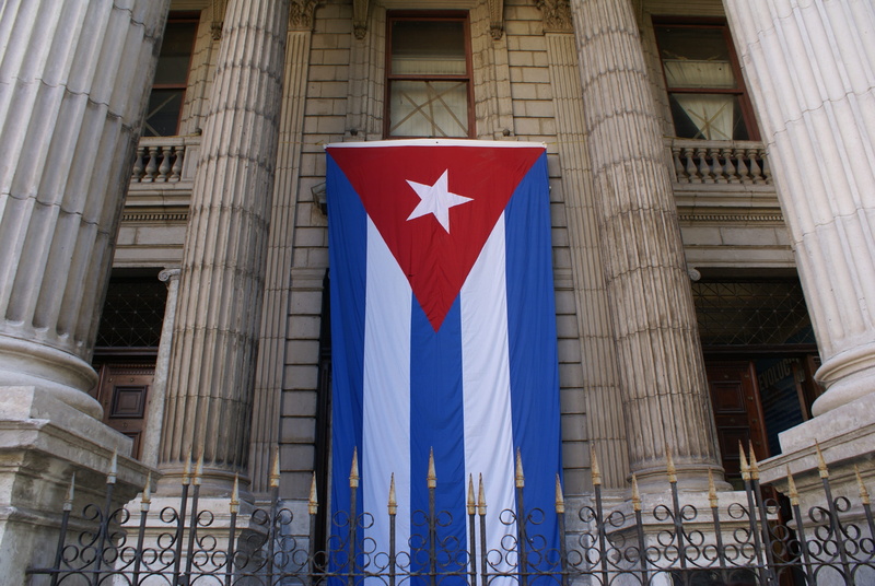 building, havana, built structure, red, cuban flag, cuba, no people, symbol, 4K, building exterior, blue, government, day, outdoors, city, unity, flag