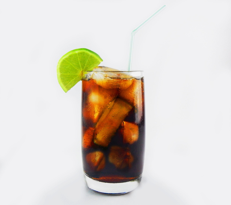 herb, drink, drinking glass, food, alcohol, ice, healthy eating, food and drink, white background, cocktail, citrus fruit, glass, cuba libre, ice cube