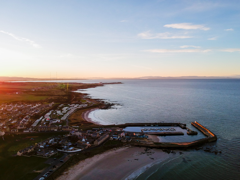 cloud - sky, hdr, dronephotography, sunset, horizon, tranquility, hopeman, nature, united kingdom, built structure, no people, architecture, harbour, high angle view