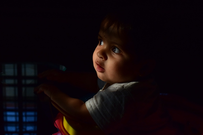 looking, black background, offspring, 4K, hairstyle, cute, human being, thinking, headshot, child, homo sapien, men, baby, kid, wonder, side view, emotion